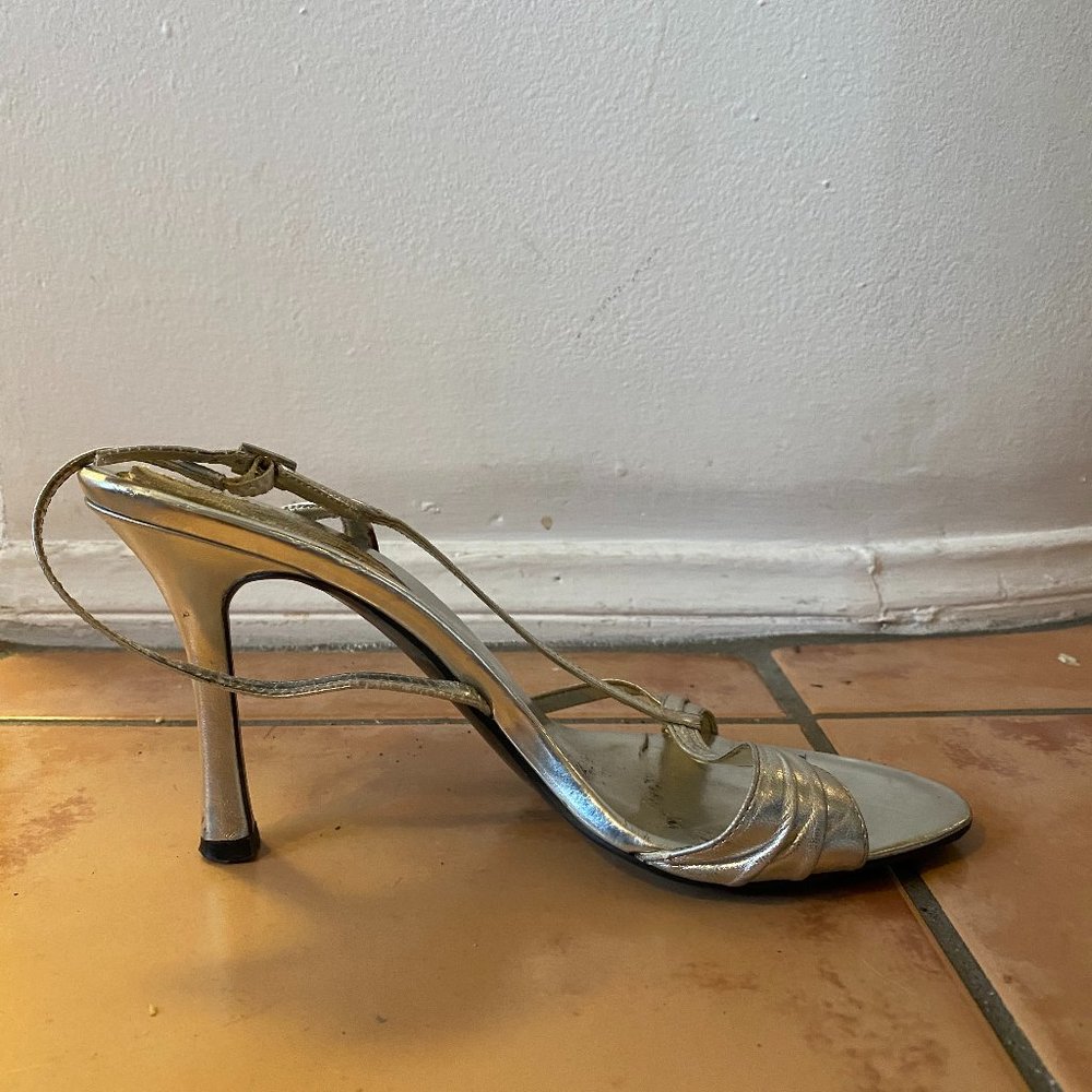 Nine West Silver Strap Heel Sandal (Dress Shoe)